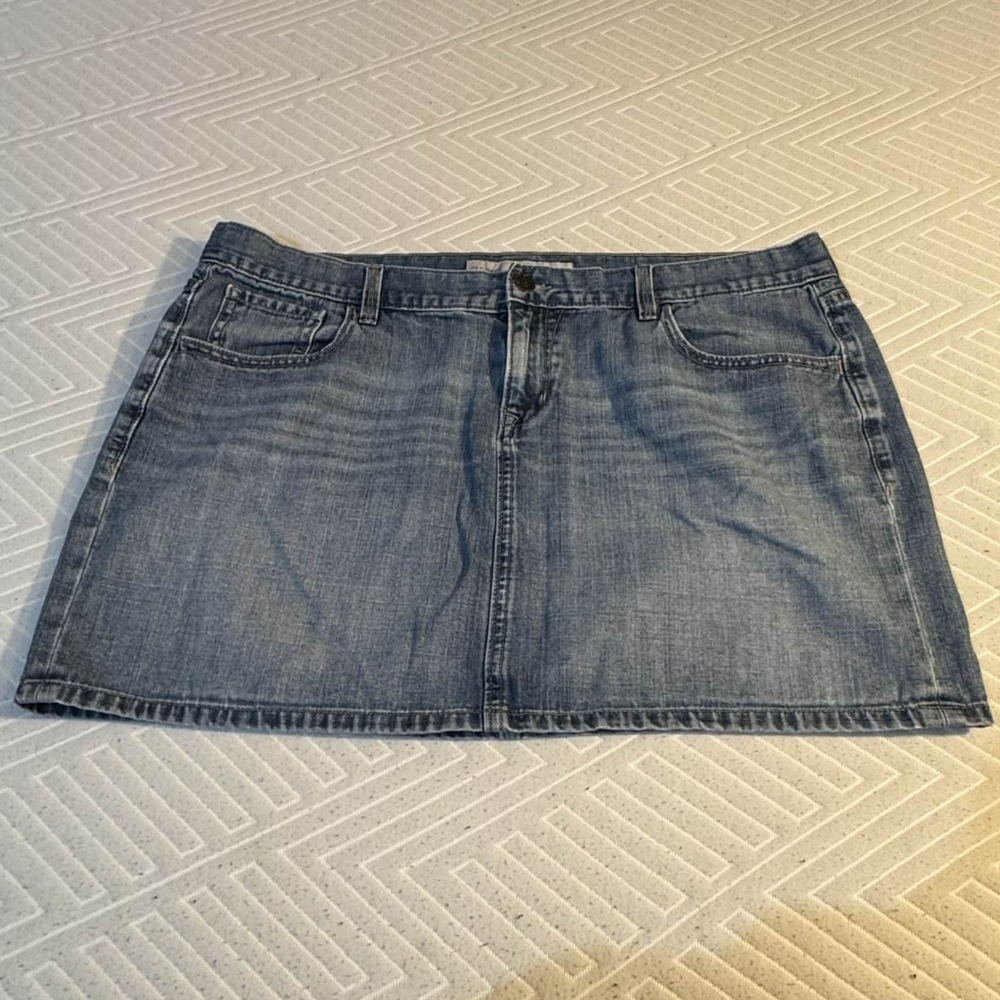 Old Navy Blue Denim Mini Skirt Women's 16 Medium Wash Y2K 100% Cotton Casual EUC